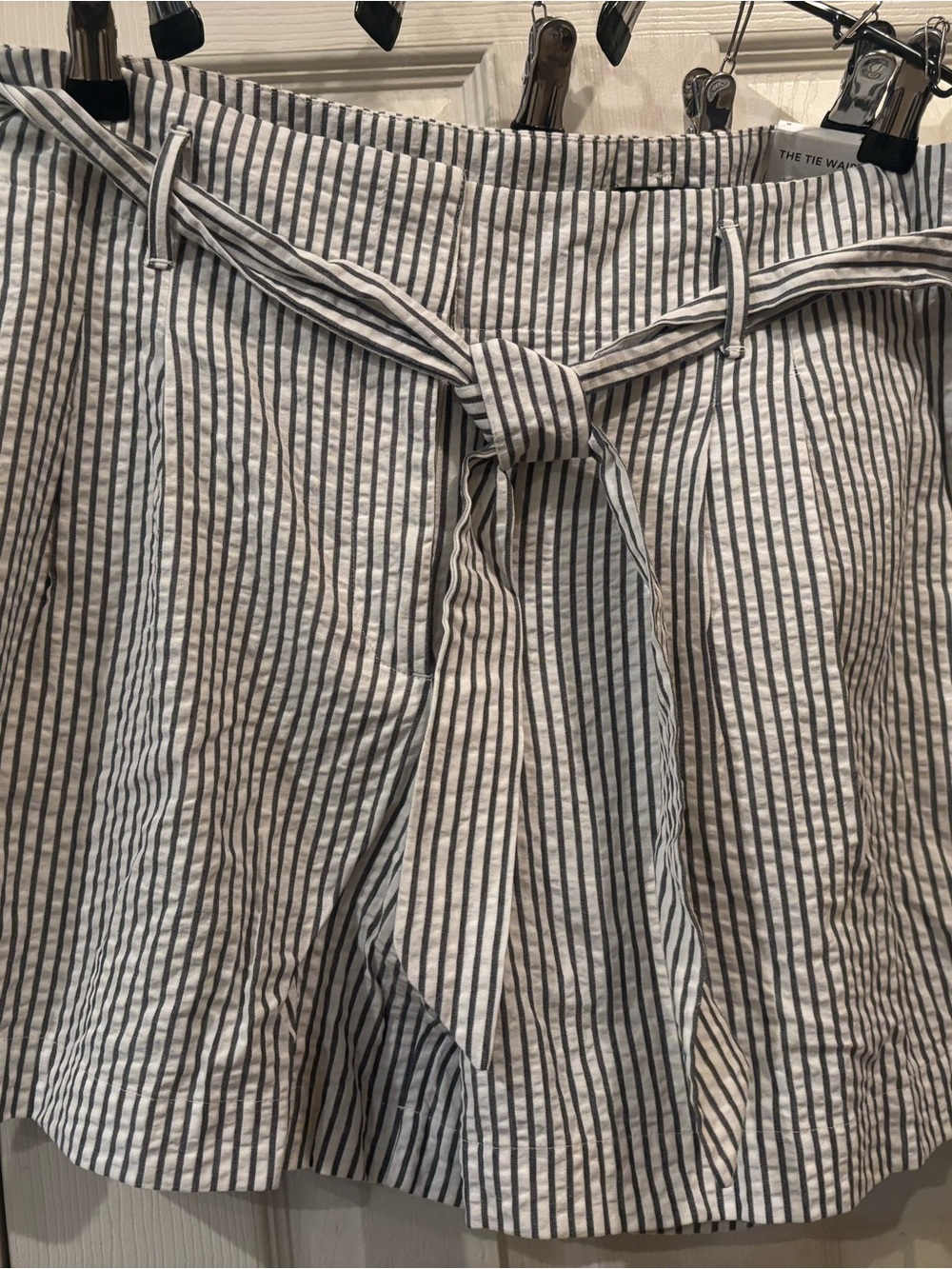 Ann Taylor Black and White Striped Tie-Waist Shorts
